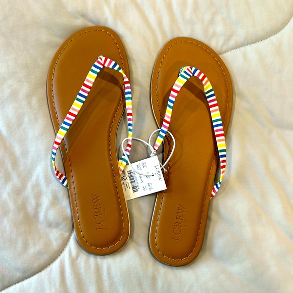 J.Crew Factory Easy Summer Flip Flops in Rainbow Size 9 NWT - Picture 2 of 4